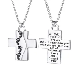 2018 Foot Jesus Cross Necklace Letters My Child I Love You Pendant Fashion Jewelry Gift for Women Kids7684019