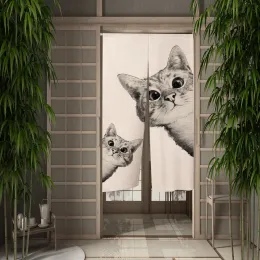 Curtains Funny Cute Cat Door Curtain Dining Room Door Decor Curtain Partition Curtain Drape Kitchen Entrance Hanging HalfCurtain Sets