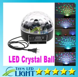 Epacket Mini LED digitale RGB Crystal Magic Ball Effect Light DMX512 Disco DJ Illuminazione scenica Lampada a luce intera a comando vocale2554739