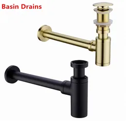 Mässingsmaterial Badrum Basin Sink Tap Bottle Trap Drain Kit Waste Trap Pop Drain Deodorization Borstad GoldblackBronzechrome5826241