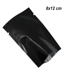 8x12 cm 200 st svarta aluminiumfolie Värmtätning Pouch Open Top Foil Mylar Bag Vakuumförsegling Matberedningsutrustning Baggie för FO4696789