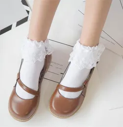 Frauen Harajuku Süße Retro Spitze Kurze Socken Lolita Rüschen Rüschen Baumwolle Prinzessin Socken Mädchen Weiche Bequeme Feste Söckchen T21792171