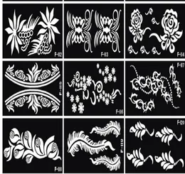 10 pçs / lote Mehndi Indian Henna Tattoo Stencil reutilizável Tatoo Template Tatuagens profissionais para pintura à mão Bride309Z1731241