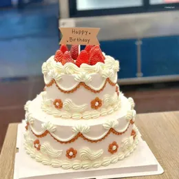 Dekoratif çiçekler retro çift katman simülasyon kek modeli sahte 6/8 inç plastik köpük tatlı ekran doğum günü sahne düğün partisi dekor