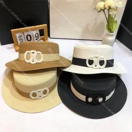 Kolorowe płaskie słomki Straw Hats Designer Hepburn Sun Hats Hats Ladies Flat Top Hat Hats