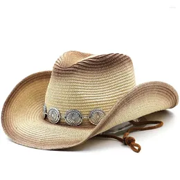 Berets Cowgirl Summer Hat Straw Simple For Women Men Western Cowboy Lady Trendy Woven Sun Wide-brim Beach Cap