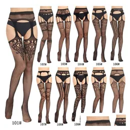 Mens Socks Y Body Stocking Lace Soft Open Crotch Top Thigh High Stockings Suspender Garter Belt Over Knee Pantyhose Fit Below 75Kg Dro Otehj