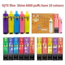 Zigarette Electronique Original IQTE FILEX Shine 6000 Züge 850 mAh 15 ml Vorgefülltes Gerät Einweg-Vape Autorisierte Zigarrillos in 10 Farben