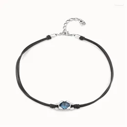 Catene 2024 Unode spagnolo 50 gioielli Splendida collana di corda in pelle di cristallo blu quadrilatero con regalo per ragazza ad alto senso