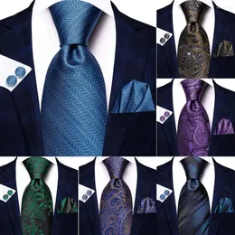 Laços hi-tie design azul gravata de seda sólida para homens clássico 8.5cm negócios acessórios de festa de casamento bolso quadrado abotoaduras presente dropship