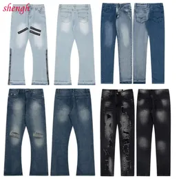 Shengh 청바지 디자이너 남성 Baggy Mens 여성 쌓인 Galery Dept Jean Black 고품질 스트레이트웨어 레트로 스트리트웨어 캐주얼 스웨트 팬츠 조깅하는 바지