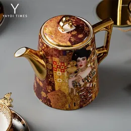 Tea filiżanki Yayoi Klimt Coffee Cup w stylu europejskim Mały luksusowy znakomity brytyjski zestaw popołudniowy