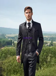 2016 Classic Design Black Pattern Groom Tuxedos Groomaman Blazer Man Normal Business Suits JacketPantsVesttie NO11428199188