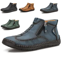 2024 Bekväma skor Hösten stor storlek Herrstövlar Fashion Mens Ankle Boots Outdoor Leather Breattable Men's Sneakers Casual Shoes Zapatos de Hombre