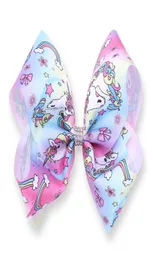 12 pezzi 8 pollici Unicorn Jojo Archi Unicorno Compleanno Feste Forniture Morsetti a coccodrillo Jojo Bow Unicornio Stampe Archi per capelli Unicorn Party F1239040