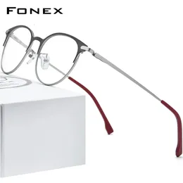 FONEX Legierung Brillengestell Männer Ultraleicht Frauen Vintage Runde Brillen Retro Optische Schraubenlose Brillen 988 240314