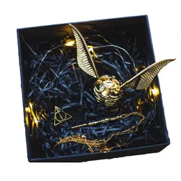 Creative Gold Snitch Series Ring Box Proposal Mystery Luxury Metal Jewelry Storage Case Wedding Rings Cute Wings Girl Gift 240309