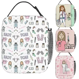 Cartoon Ladies Nurse Doctor Lunch Boxes Cute Enfermera En Apuros Bags for Insulated Food Container 240226