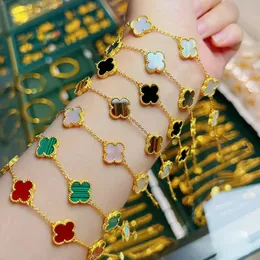 Designer smycken fyra bladklöver armband ren guldarmband armband avancerad ny 925 fem blomma armband färglöst armband