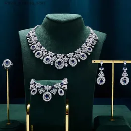 Conjuntos de joias de casamento INJEWELIFE Conjunto de colar de casamento feminino AAA Cubic Zirconia Conjunto de joias de noiva Dubai Saudita Acessórios para festa de noivado de casamento Q240316