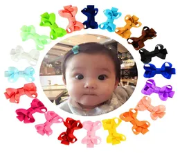 2inch baby bow barrettes hårnålar små mini grosgrain band bågar hårgrips flickor solida hela inslagna säkerhet hårnålklipp barn h5585899