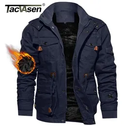 TACVASEN Winter Hooded Cotton Cargo Jackets Mens Heavyweight Fleece Lined Warm Jacket Work Windproof Coats WIndbreaker Parka Man 240301