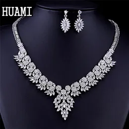 Huami Banquet Najwyższa jakość zestawu biżuterii dla kobiet ubieranie akcesorii druhny darowe kolczyki stadninowe lady moda bijoux 240228