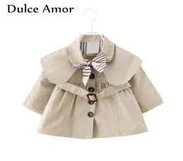 Dulce Amor Autumn Baby Girls Jacket Coat Toddler Clothes Full Sleeve Windbreak With Bow Kids Trench Coat Outerwear Coat Tops3438207