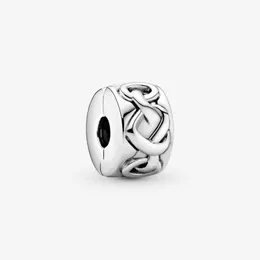 Ciondolo con clip a forma di cuore annodato Pandoras Ciondoli in argento sterling 925 Set Bracciale con catena a forma di serpente Ciondoli fai da te Regalo fidanzata con scatola originale Commercio all'ingrosso di fabbrica di alta qualità