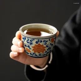 Xícaras de chá emaranhadas, abertura de cerâmica, copo chinês, conjunto bonito de cerâmica antiga, canecas para cerimônia
