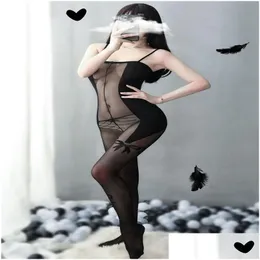 Sexy Set Y Underwear Perspective Passion Seduction Small Chest Gathering Halter Bow Stockings Onesie Suit Drop Delivery Health Beauty Otqyd