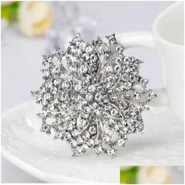 Pins, Brooches Iced Out Crystal Flower Brooches Pins Cor For Women Girl Birthday Wedding Jewelry Party Fashion Accessories Drop Deliv Dhhst