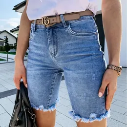 Heißer Verkauf 2024 Sommer neue Slim Fit gewaschene Denim-Shorts, modische Rüschen-Caprihosen