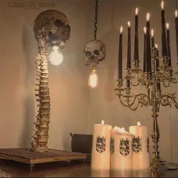 Lâmpadas de mesa Horror Estátua Halloween Crânio Esqueleto Lâmpada Nova Mesa Luz Criativa Festa Ornamento Prop Decoração de Quarto de Casa Assustador Prop YQ240316