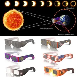 Solglasögon 6 bitar av pappersstycken Totalt observation Solglasögon 3D Outdoor Solar Eclipse UV Resistant Framing Glasses H240316