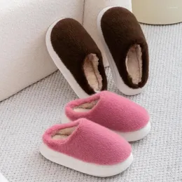 Slippers Mink-like Cotton Ladies Cute Winter Indoor Home Padded Bottom Mao Anti-slip Warm Couple Shoes With Velvet.