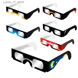 Güneş gözlükleri 6pcs kağıt CE CE ISO Sertifikalı Güvenlik Gölgesi Doğrudan Güneş Işığı Gözlem Yetişkinler ve Çocuklar İçin Güneş Gözlüğü H240316