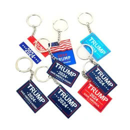 2024 Trump Falg Keychain Party Favor US Election Keychains Campaign Slogan Plastic Key Chain Keyring Supporter Gifts 2024316