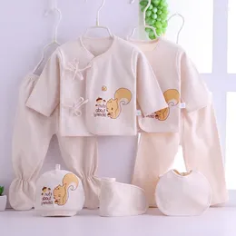 Kleidung Sets Geboren Säugling Baby Anzüge Jungen Mädchen Kleidung Tops Hosen Lätzchen Hüte Mädchen Set Für Outfit 7 teile/satz