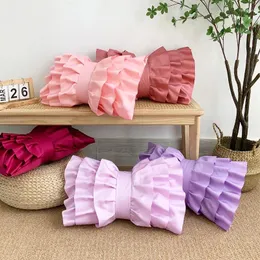 Travesseiro ins arco fronhas cor sólida sedosa capa de encosto 30x50cm para decoração de casa luxo plissado sofá caso lombar cojin