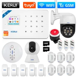 Kits KERUI W181 Tuya Smart Alarm System WIFI GSM Wirelss Home Alarm Unterstützung Alexa Motion Sensor Fenster Tür Sensor IP kamera