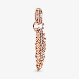 Błyszczące pióra Charm Pandoras 18K Rose Gold Charms Zestaw Women Designer Bransoletka Uraks Naszyjnik Wisior z oryginalnym pudełkiem najwyższej jakości hurtowa fabryka