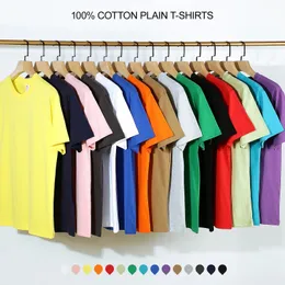 100% Cotton 210g White Black Solid T Shirt Men Causal O-neck Plain Basic T-shirt Male High Quality Women Classical Tops 240307