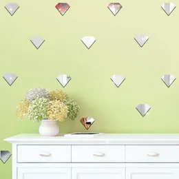 50 Stück Spiegel Diamant Acryl 3D Wandaufkleber für Wohnzimmer Kinder Dekoration Glas Keramik Fliesen Aufkleber Home Decor 240312