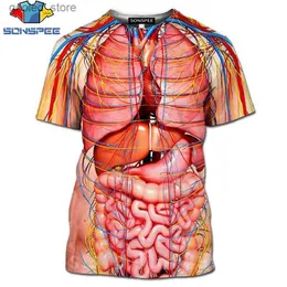 Men's T-Shirts 3D printed role-playing male skeleton internal organic T-shirt Harajuku human T-shirt mens fashion top summer short sleeved Q240316