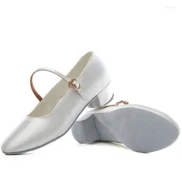 Scarpe eleganti per ragazze e bambini, moderne in raso, per danza professionale, acrobatiche, da donna