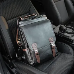 Men's Quality Leather Backpack USB charging Women Waterproof Black Laptop Daypack Student Schoolbag Big Travel Rucksack For Girls Boys Handbag