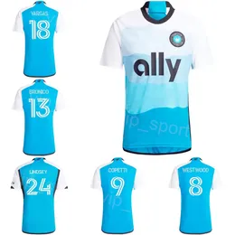 Charlotte FC Soccer Jersey 24-25 Mężczyźni 29 Malanda 1 Kahlina 10 DejaeeGere 9 Copetti 18 Vargas 13 Bronico 24 Lindsey 8 Westwood 15 Zestawy do koszuli piłkarskiej Arfield 37