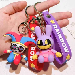 Keychains lanyards den fantastiska digitala cirkusanime -figuren Keychain Kawaii Joker Pendant Model Bare Teeth Doll Collection Christmas Gift Kid Toy Y240316