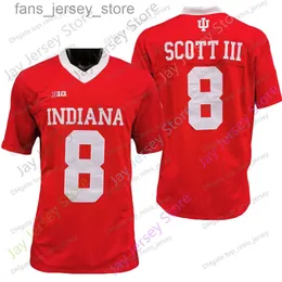2024 Neue NCAA Indiana Hoosiers Trikots 8 Stevie Scott III College-Football-Trikot, Größe: Rot für Jugendliche und Erwachsene